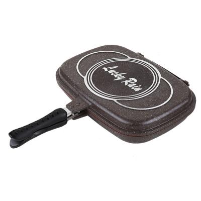 China Single Stovetop Griddle Sustainable Square Barbecue Multi Cooker Die Molded Non-Stick Non-Stick Double Sided Grill Pan for sale