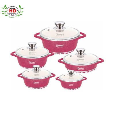 China Viable Manufacturer Wholesale Pink Cookware Red Aluminum Cookware Sets For Kitchen for sale