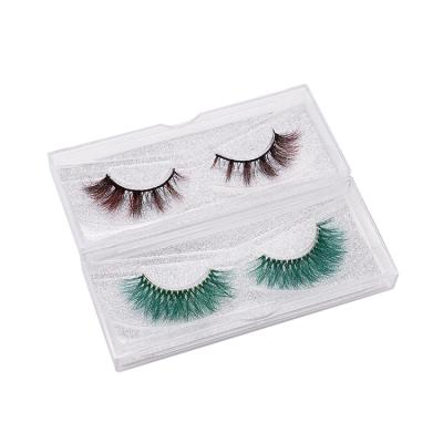 China Wholesale Thick Fluffy Lashes With Color Finishes Mix 3D 25mm Private Label Faux Mink Colored Eyelash To for sale