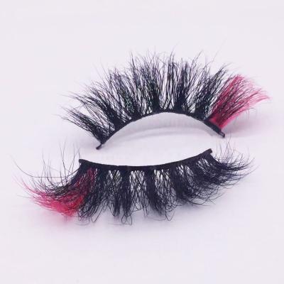 China 30mm 3d natural curl false eyelash strip mink handmade mink eyelash lashes with color for sale