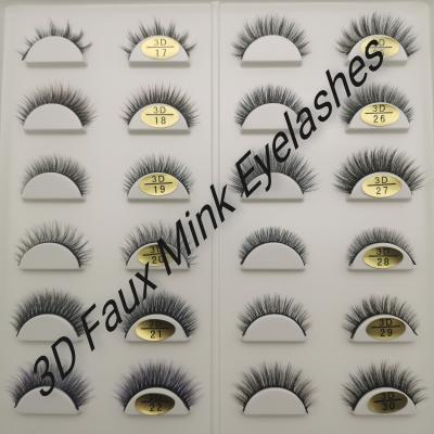 China 3d 5d 25mm long slik fiber synthetic false eyelash sets wholesale natural faux magnetic mink with false eyelash packaging for sale