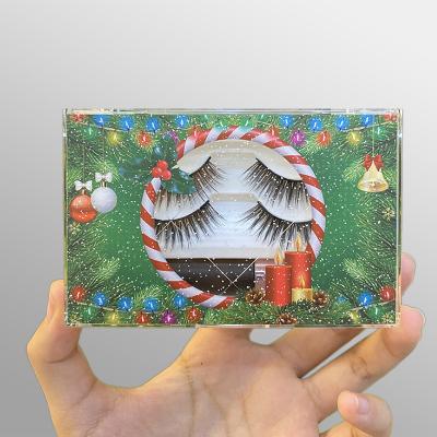 China Best 10 Circle Christmas Magnets Comfortable Custom Natural Looking 3D Invisible Magnetic Lashes Mink Eyelashes With Coating for sale