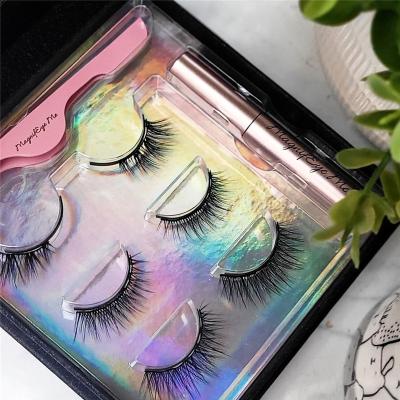 China 3 Pairs Comfortable Mink Pound Lashes False Eyelash Handmade Vegan False Mlen Magnetic Eyelashes Set for sale