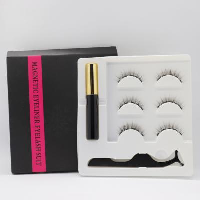 China Natural 3 Pairs False Mink Eyelashes Private Label 3d Eyelash Sets Magnetic Vegan 5 Magnetic Waterproof Wholesale for sale