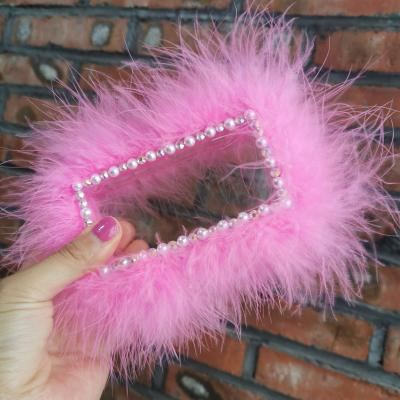 China 2021 new orange rhinestone wholesale plastic single empty bare customs office large whips with fur box for sale