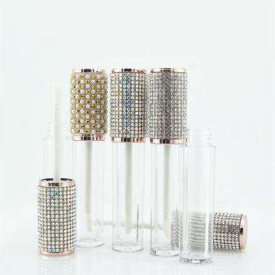 China Wholesale Waterproof Clear Pink Empty Tube Diamond Tube Containers Luxury Gold Lip Gloss Lip Gloss Tube for sale