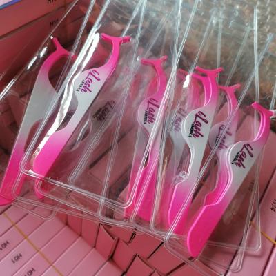 China Wholesale stainless steel pink volume false eyelash applicator false eyelash tool private label tool custom lash tweezers for sale