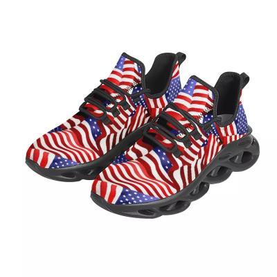 China CUSHIONING breathable american flag print shoes women on demand dropshipping mesh sneakers empty sublimation unisex running shoes for sale