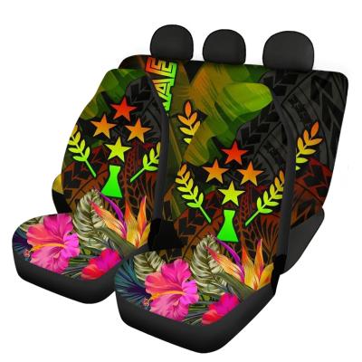 China Custom Polynesian Hibiscus Flower Leaf Printing Kosrae Universal Car Seat Covers Set Tribal Car Accessories Interior Decorative for sale