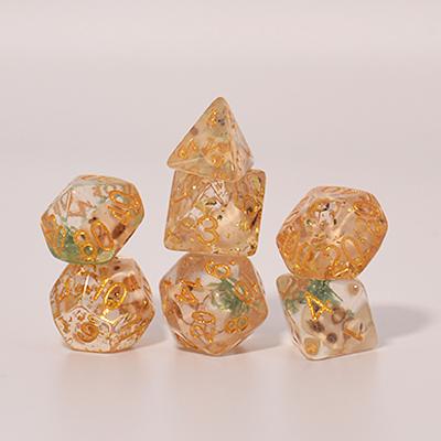 China For DND RPG MTG or Other Golden Numbers Gifts Table Games Halloween Nice Clear Resin Die Cut Skulls DnD Liquid Core Set for sale