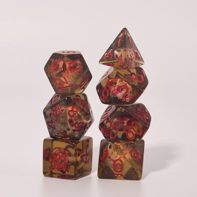 China For DND RPG MTG Or Other Golden Numbers Gifts Table Games Halloween Nice Clear Resin Die Cut Skulls DnD Liquid Core Set Hot for sale