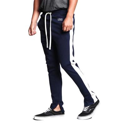 China Anti-pilling Patchwork Side Stripe Zipper Leg Sweat Track Running Gym Pants Black Streetwear Fashion Workout Pants Men for sale