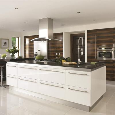 China Commercial Apartment Kitchen Sideboard Cabinet PVC Membrane With Beveled Edge for sale