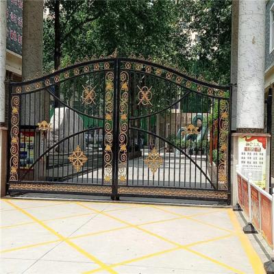 China Modern Galvanized Cast Iron Front Door Modern Design Entrance Security Wrought Iron Door With Glass for sale