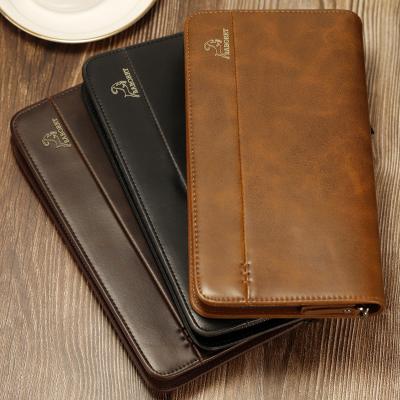 China Vintage Leather Men's Luxury Casual Long Wallets PU Thin Wallet High Quality Anti-theft Gentlemen's Purse for sale