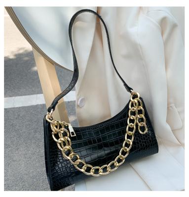 China High Quality Durable Solid Luxury Crocodile Zipper Fashion Armpit Shoulder Clips Fashionable Handbags for sale