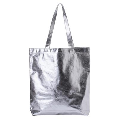 China Fashion Large Silver Satchel Durable High Quality Women Shoulder Handbags Canvas Tote Bag for sale