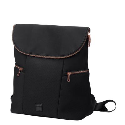 China Low Moq Fashion Anti-theft Black Girls Adult Women Fashion Zipper Laptop Neoprene Backpack for sale