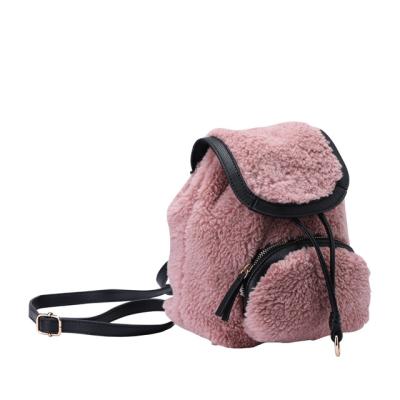 China Custom Fur Winter School Bag Girls White Women Anti-theft Fashion Casual Goods Stylish Mini Backpack for sale