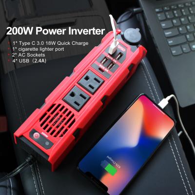 China 200W Car Power Inverter Charger Car Power Inverter Dc 12V To 110V Ac Converter Baseus Car Inverter Dc 12V To Ac 220V 110V Auto for sale