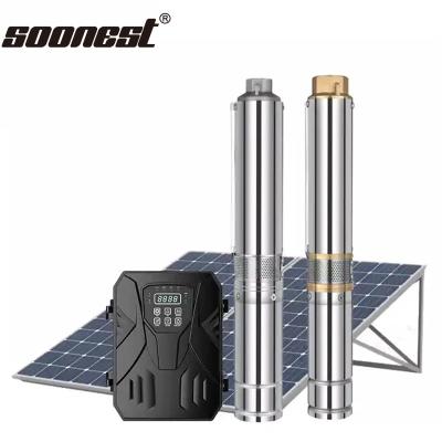 China 3000W 120M Solar Pump Controller Submersible 3Hp Dc Solar Pump Submersible Centrifugal Pump for sale