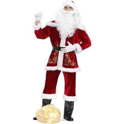 China Polyester Size Quality Christmas Santa Claus Costume For Adult for sale