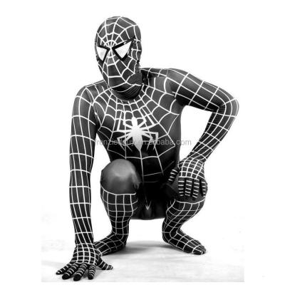 China GENUINE LEATHER lycra jumpsuit fitness black spiderman adult costume for sale