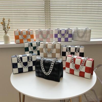 China Popular Chain Of PU Fashion Latest Lady Shoulder Hand Bags Girls Bags Woman Woven Handbags For Ladies Purses for sale