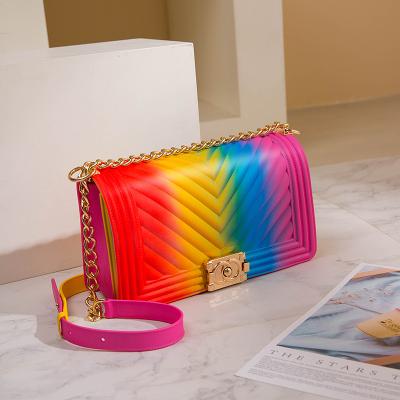 China Wholesale PVC Matte Bag For Women Ladies Purses Jelly Handbags Fashion Shoulder Chain Strap for sale