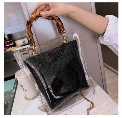 China Wholesale Clear Fashion Jelly Transparent Girls Handbags 2pcs Set Handbag For Women Purses for sale