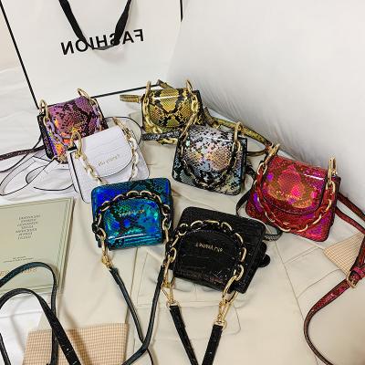 China Popular PU Design Mini Ladies Snake Pattern Handbags Clip Small Cute Women Bag for sale