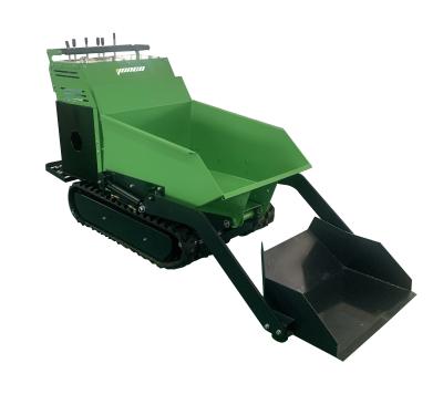 China Construction Material Stores 500Kg Load Capacity Gasoline Hydraulic Crawler Mini Dumper With Loader for sale