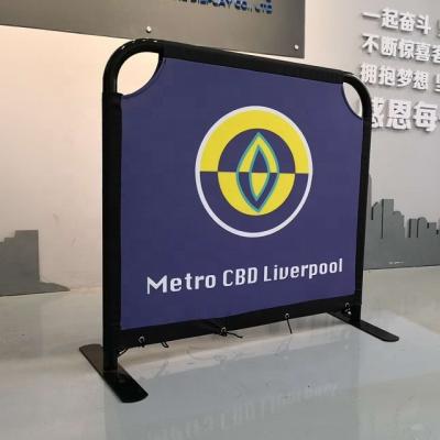 China Outdoor Display System Custom Printing Crowd Control Banner Polyester Mesh Barricade Barrier Cover for sale