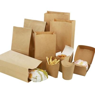 China Recyclable SOS Handle Fast Food Paper Bag Brown Take Out Bags With Twist Handle Lunch Paper Bag for sale