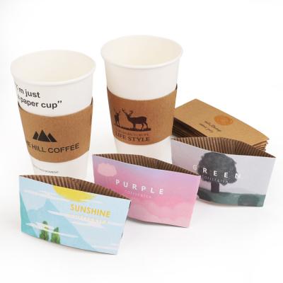 China Recyclable Take Away Coffee Cup Holder With Lid Paper Cup Sleeve for sale