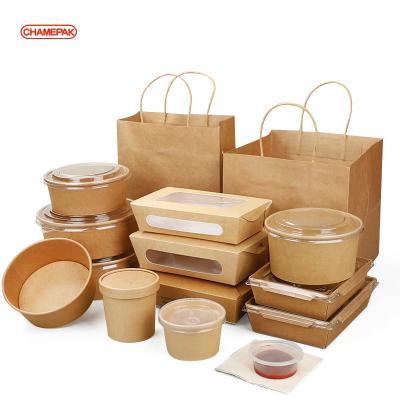 China Disposable Disposable Takeaway Printed Fast Kraft Paper Food Packaging Container for sale