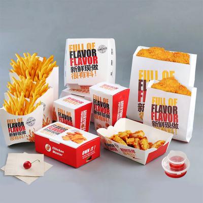 China Food Grade Disposable Biodegradable French Fries Chicken Nugget Burger Paper Packaging Box for sale