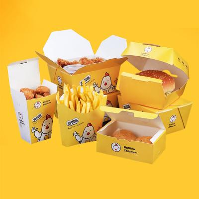 China Disposable Biodegradable Take Away Kraft Paper Snack Box Food Grade Fast Food Lunch Box for sale