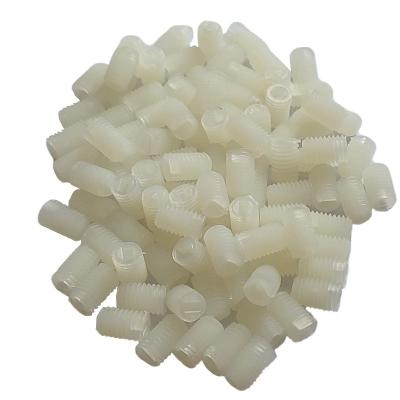 China Notching White Nylon Slotted Head Set Screw , Flat Head Plastic Grub Screw for sale