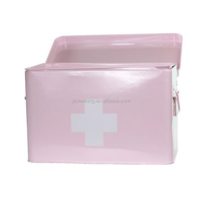 China Non-Toxic Metal Car Kit First Aid Box Vintage Style Medicine Storage First Aid Kit Pink Medical Car for sale