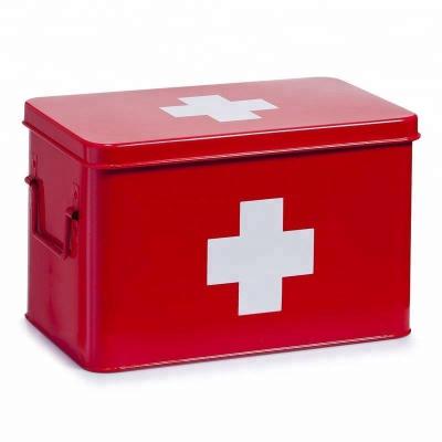 China Red First Aid Kit Box Retro Metal Viable for sale