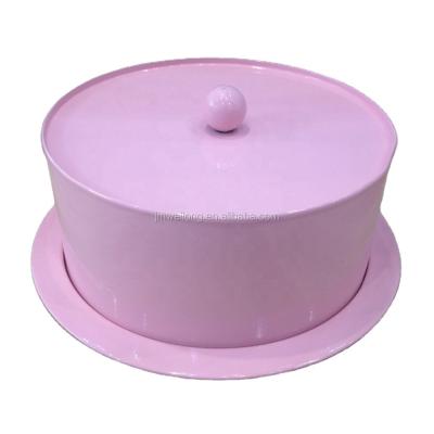 China New Stylish Home Sustainable Metal Cake Carrier Cake Storage Tin for sale