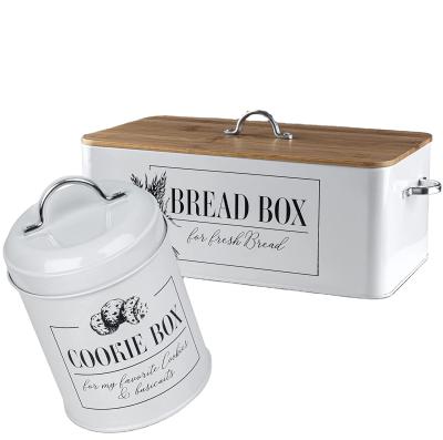 China Fresh Keeping Bread Box Metal For Kitchen Countertop Extra Large - Farmhouse Bread Boxes Metal With Matching Cookie Box for sale