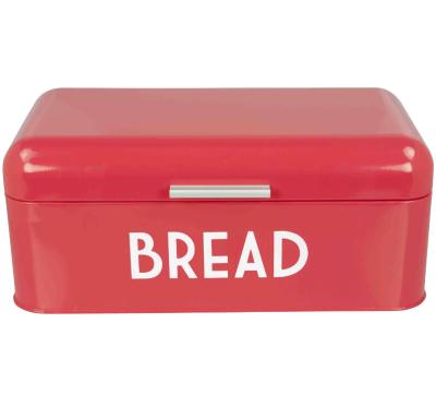 China Retro Portable Red Home Kitchen Bread Maker Bin Kitchen Storage Tin Canister Bread Box for sale