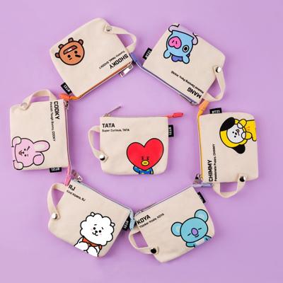 China Lovely factory wholesale korean canvas bag cartoon zipper coin purse wallet for sale