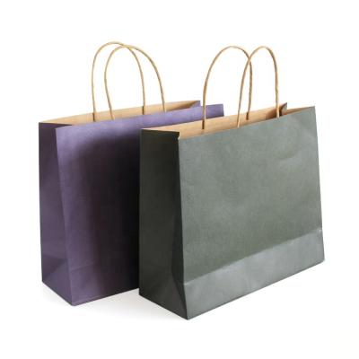 China Recyclable Colors Assorted Recyclable Kraft Paper Bag Shopping Bag Gift Bag With Handles for sale