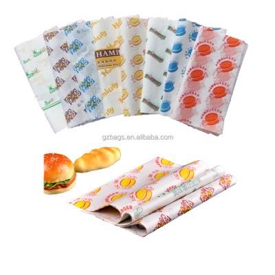 China Disposable Custom Printed Greaseproof Burger Wrapping Paper for sale