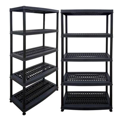 China Corrosion Protection 5 Layers Boltless Warehouse Garage Store Home Plastic Shelf Storage Plastic Shelving Unit for sale