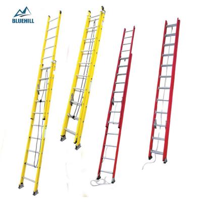 China Folding Ladders 3.8 Meter 8m Fiberglass 10m Insulation Ladder Semi Insulated 3 Section Fiberglass Telescopic Step Ladder With Platform for sale