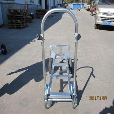 China Hand Held Durable Aluminum Heavy Duty Trolley Garden Four Wheel Folding 3 Years Storage OEM ODM Silver Platform for sale